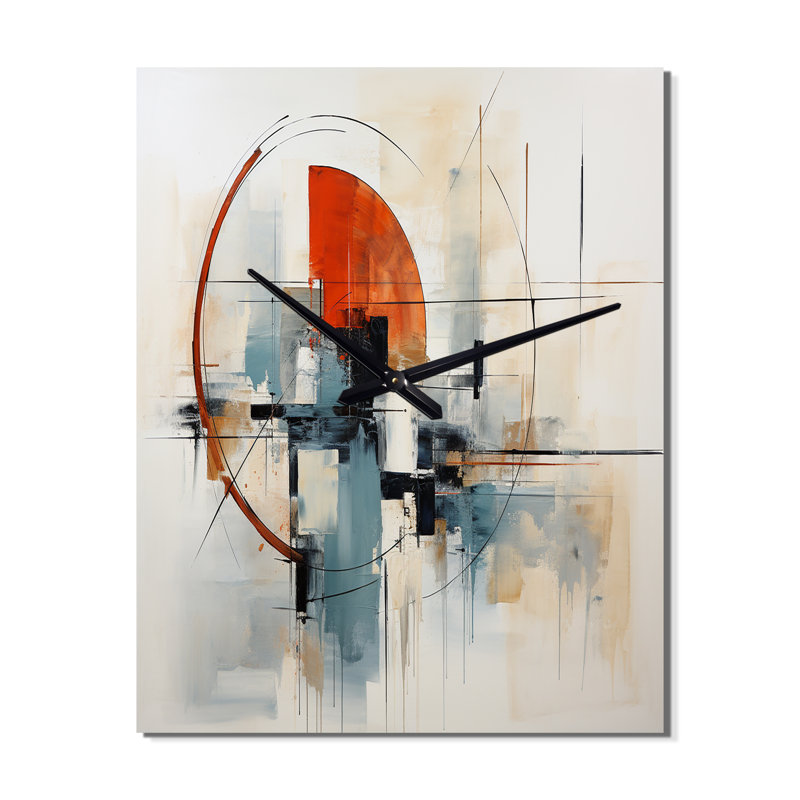 Horloge murale abstraite colorée Mid Century, Grand