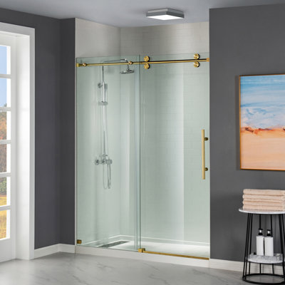 WOODBRIDGE Frameless Shower Doors 66-72" Width x 76"Height with 5/16"(8mm) Clear Tempered Glass