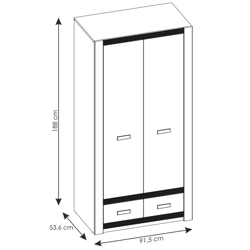 Hanley 2 Door Wardrobe, White/Pink