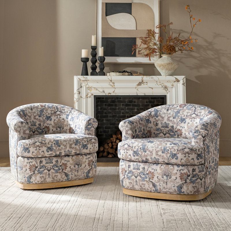 Fauteuil demi-tonneau pivotant Volk 31,25 po Volk, Damask