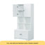 Armoire de rangement haute et large pour salle de bain, unité de rangement pour salle de bain, armoire autoportante avec 4 portes, tablettes réglables, tablettes ouvertes multicouches, blanc-328573298