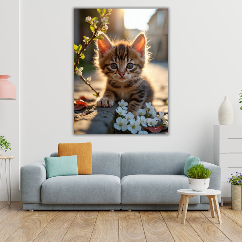 Chaton, art mural en verre trempé, H 40 po x l 30 po