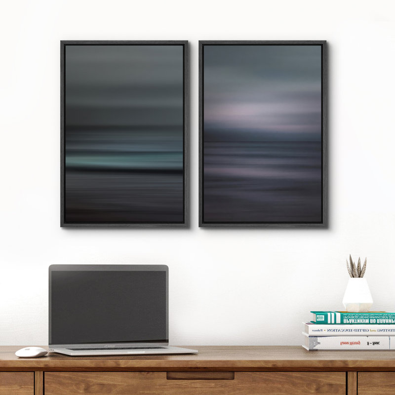 "Abstract Ocean Landscape", ensemble de 2 reproductions d'art encadrées sur toile, H 24 po x l 32 po, Noir