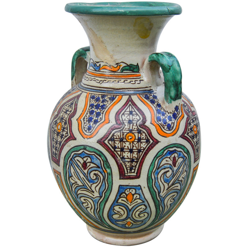 Vase de table intérieur / extérieur 12 po turquoise / orange / bleu / blanc