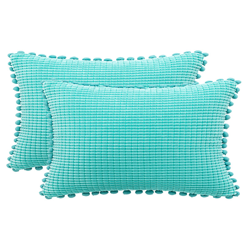 Housse de coussin rectangulaire en mélange de coton , Polyester/ Bourre en polyester, Bleu sarcelle