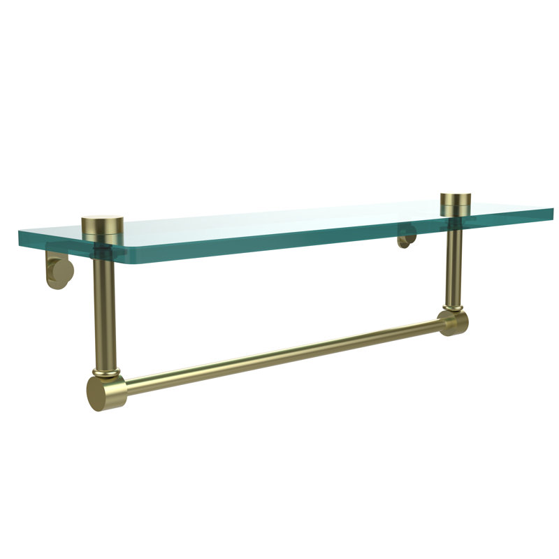 Gober Bracket Shelf with Towel Bar, 16", Satin Brass