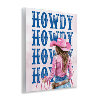  Howdy Cowgirl with Lasso Wall Plaque Art by Lettered and Lined