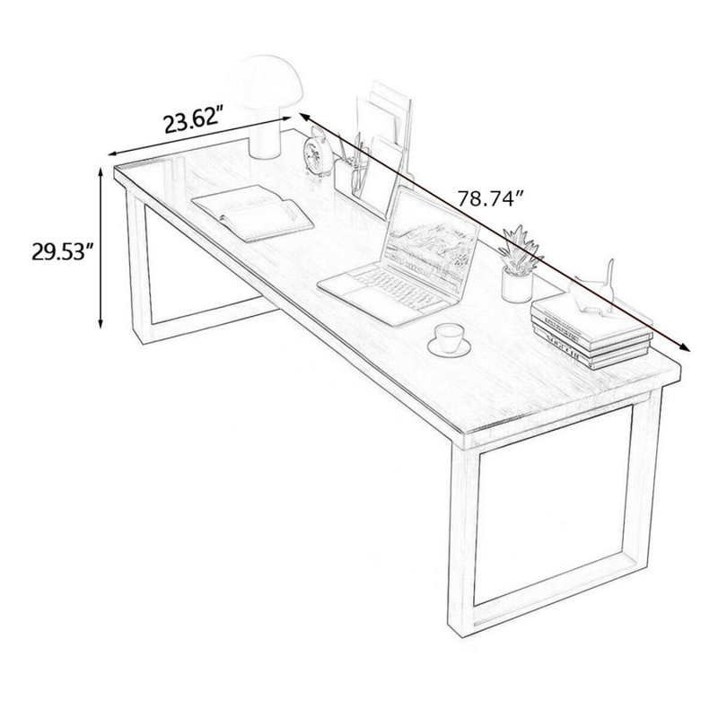 Bureau moderne et simple en bois massif, Burlywood, H 29,53 po x l 78,74 po x P 23,62 po