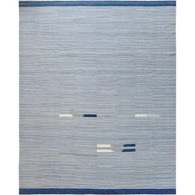 Fatim One-of-a-Kind Rectangle 12'1" X 15'0" New Age Wool Area Rug in Blue