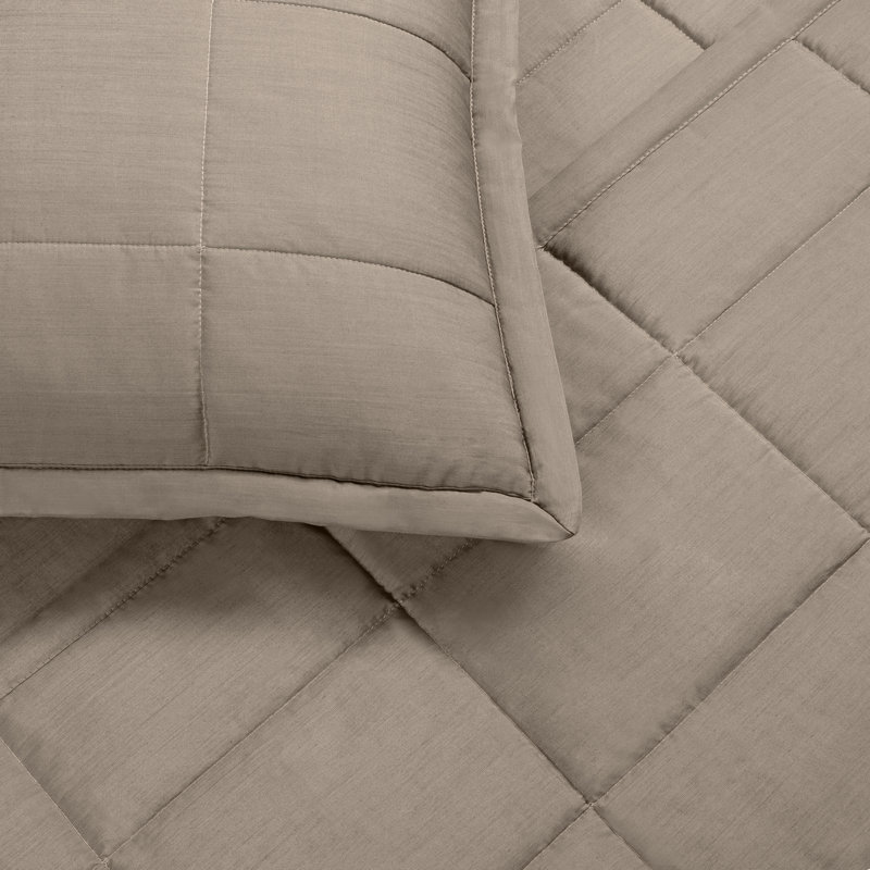 Slub Tencel Twin Coverlet Set , Cafe au Lait