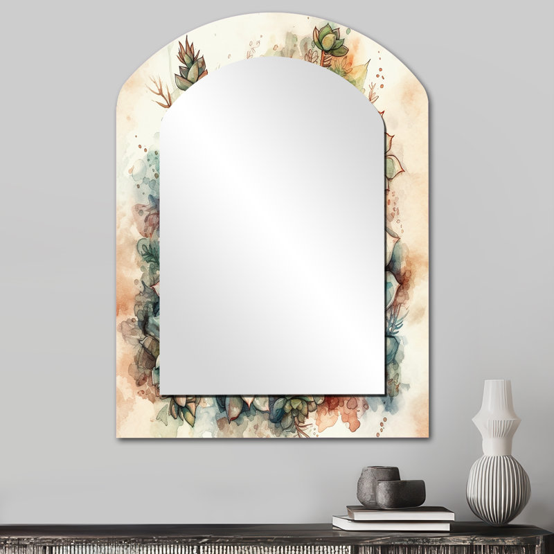 Miroir mural vert et rouge Cactus Scenery II - Green Garden, 34 po x 25 po