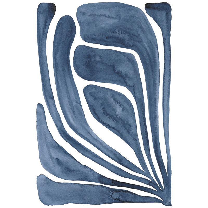 «Blue Stylized Leaf I» par Regina Moore - impression sur toile tendue, H 36 po x l 24 po x P 1,25 po