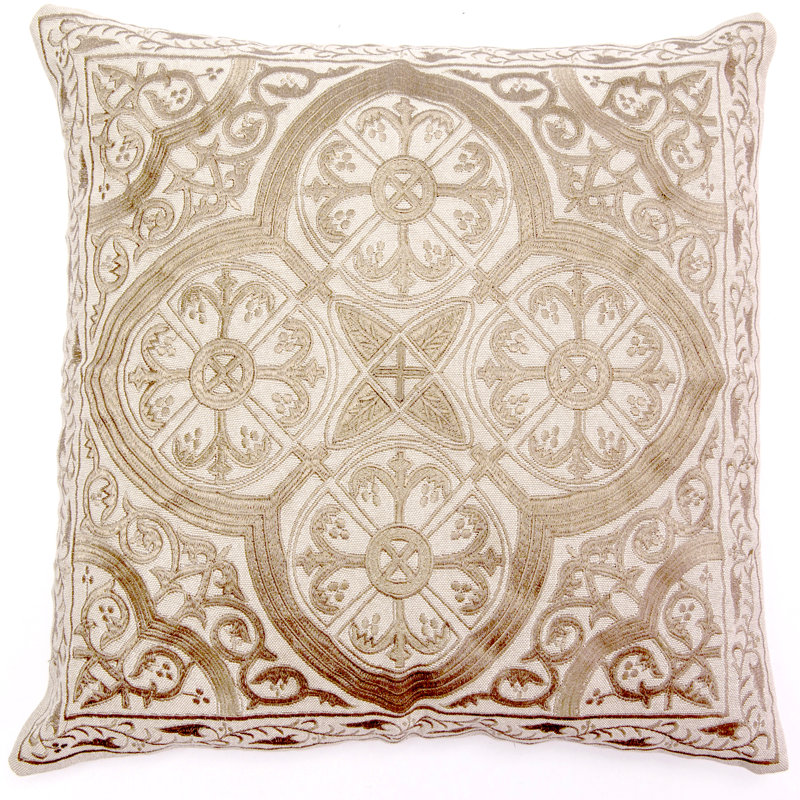 Housse de coussin en lin et plumes, Gris