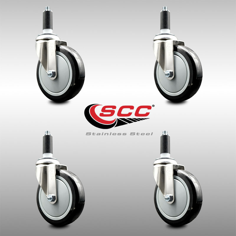 Swivel Stem Caster, Black, 5" H x 5" W