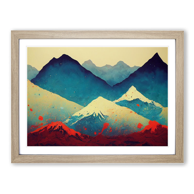 Splendid Painted Mountains - Framed Print, 34cm H x 46cm W x 2cm D, Oak