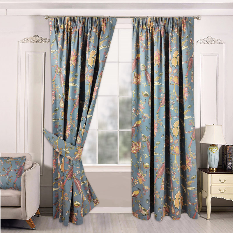 Powis Pencil Pleat Room Darkening Curtain, 114cm Width x 183cm Drop, Duck Egg