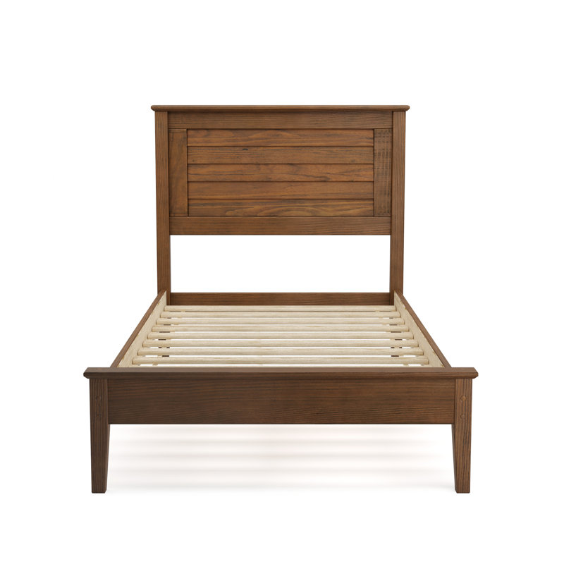 Greenport Solid Wood Louvered Bed, Brushed Walnut, Twin
