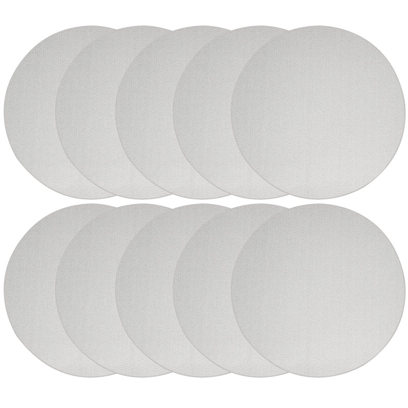 Ensemble de tapis de couleur unie touffetés à la machine de couleur crème ivoire, Rond 1 pi 6 po