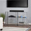 Élégante console à 3 niveaux en métal et verre / support média - Argent vieilli, pour un décor moderne et minimaliste-1119711806
