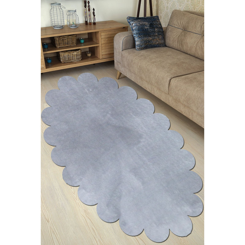 Light Grey Polyester Area Rug (5 ft x 7.5 ft), 100% Antibacterial & Anti-Allergenic | Plush 0.8 in Pile Height, Non-Slip Underside | Machine Washable at 30°C | Perfect for Living Room, Bedroom & Home Decor