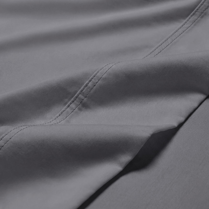 Ensemble de draps en mélange de coton 800 fils Superior, Gris, Ensemble de draps pour lit simple TG avec 1 taie d