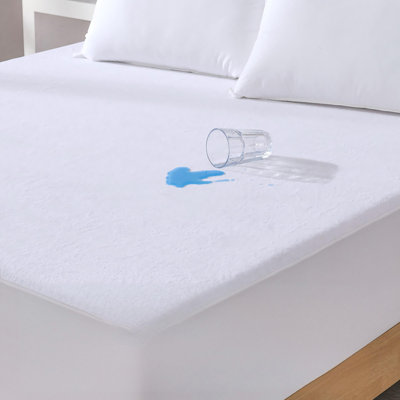 Protège-matelas imperméable, en coton éponge de qualité supérieure, doux et silencieux, lavable à la machine, pour matelas jusqu'à 45 cm de profondeur, format extra long (1 place).