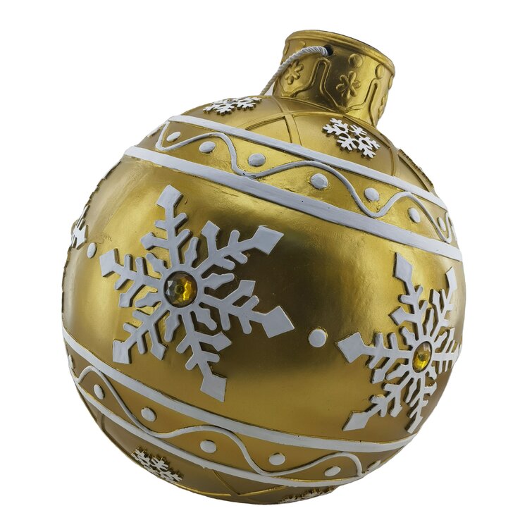 Oversized Resin Christmas Bulb Ornament with Snowflake Pattern