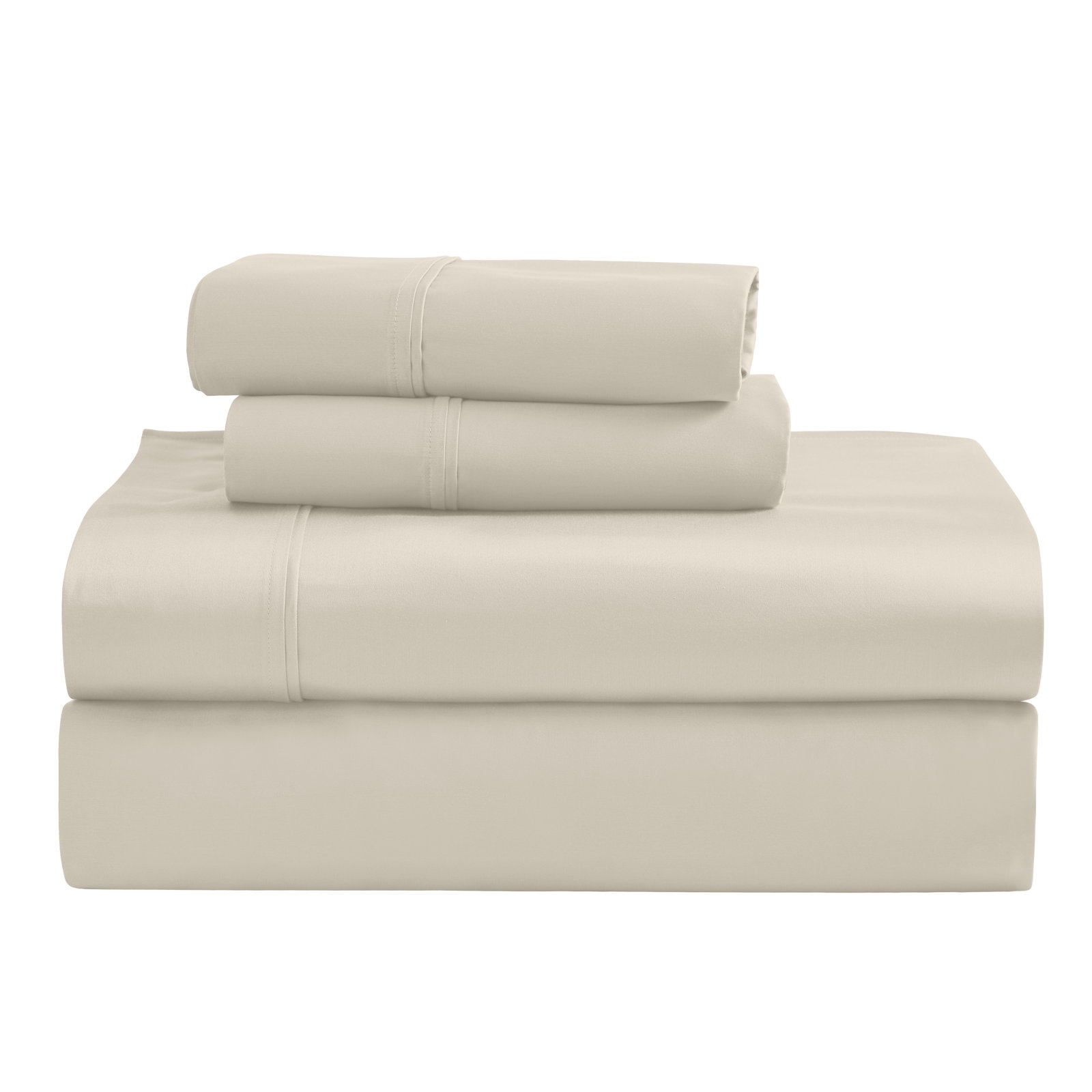 Mellark Cotton Sheet Set, Ivory, King Sheet Set with 2 Pillowcases