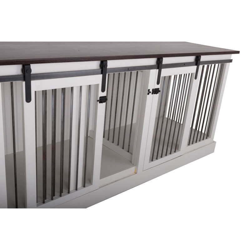 Cage pour animaux Damien, Moyen (H 35 po x l 76,25 po x P 25 po), Rhum des Caraïbes, Blanc brillant