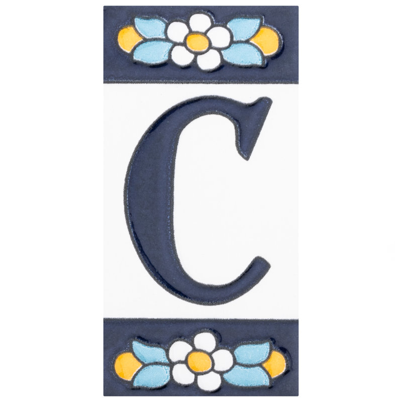 Sevillano Flora 2-1/8 in. x 4-3/8 in. Letter C Ceramic Address Wall Tile
