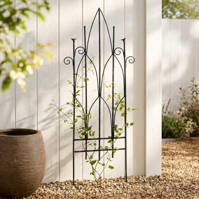 Aurelius Artisan Hand-Painted Wrought Iron Neoclassical Plants Barrier Climbing Trellis
