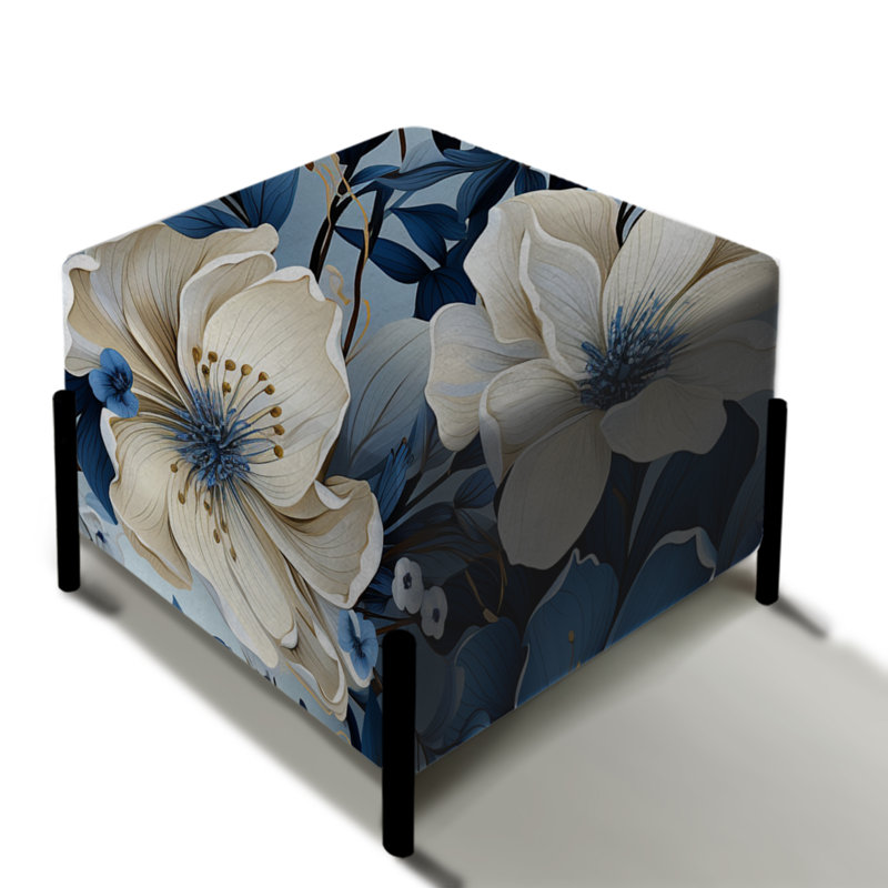 Blue Oasis Floral Blossoms - Repose-pieds floral carré