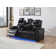 82''Wide Breathable Leather Square Arms Power Reclining Sofa With Reading Lights And Drop Down Table