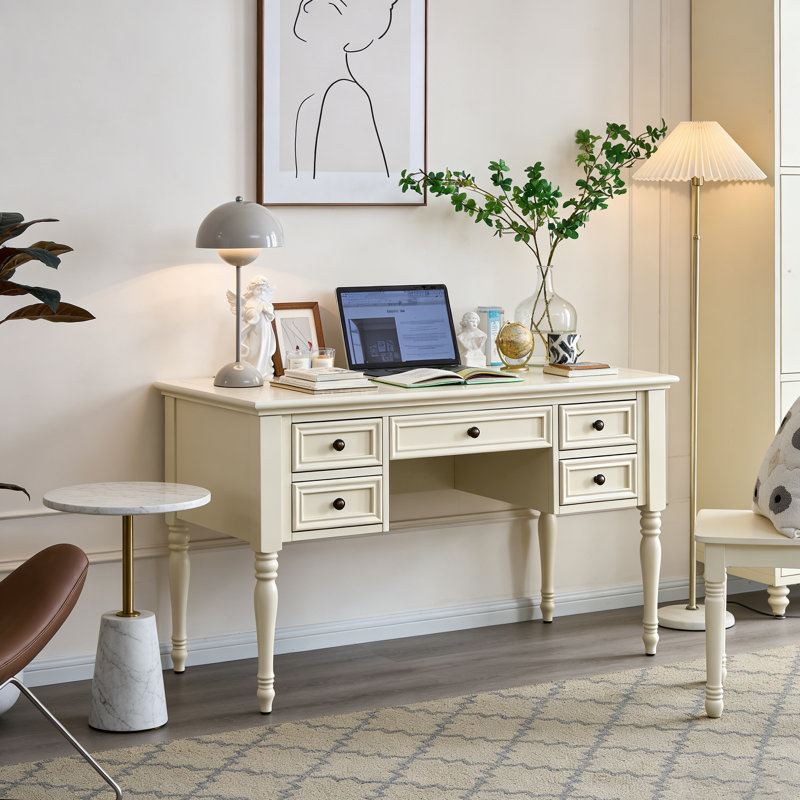 Bureau d'étude American Minimalist, Crème, H 29,92 po x l 51,18 po x P 25,59 po