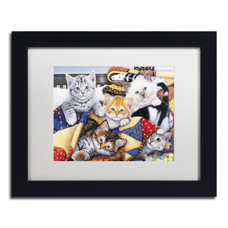 Caiti «Cozy Kittens», impression sur toile encadrée, H 11 po x l 14 po x P 0,5 po, Noir