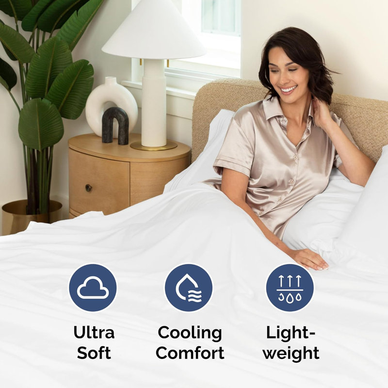 Soft Flat Sheet – Cooling, Breathable & Wrinkle Free Top Sheet, King, White