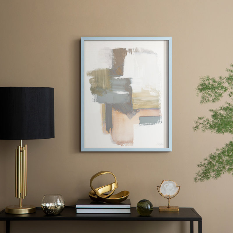 Reproduction encadrée Soft Symmetry II - bois massif, H 15 po x l 12 po, Bleu