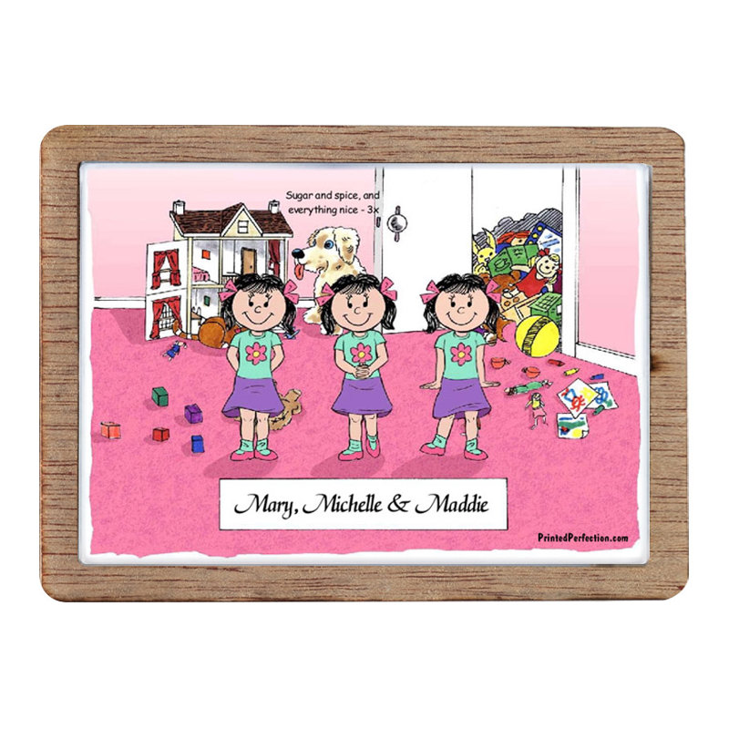 Triplets personnalisés, aimant en bois pour filles - excellent cadeau!, Oui