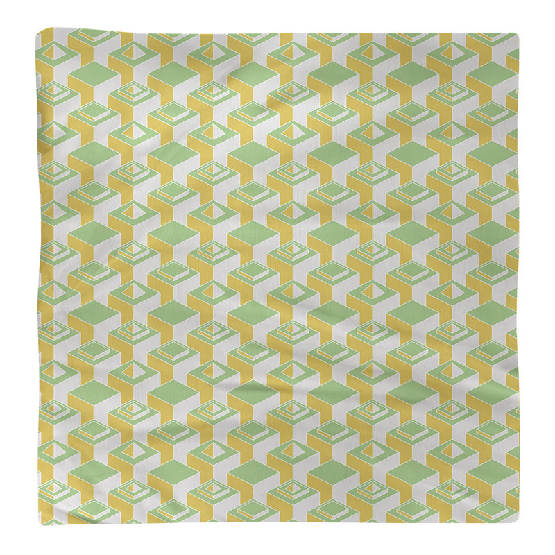 Serviette de table en coton à motif de gratte-ciels à deux couleurs, H 0,1 po x l 22 po x P 22 po, Jaune/vert