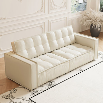 Canapé en cuir de style moderne 95,2 po avec design combiné pour le salon