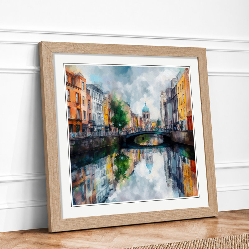 City Of Dublin Impressionism - Framed Print, Oak