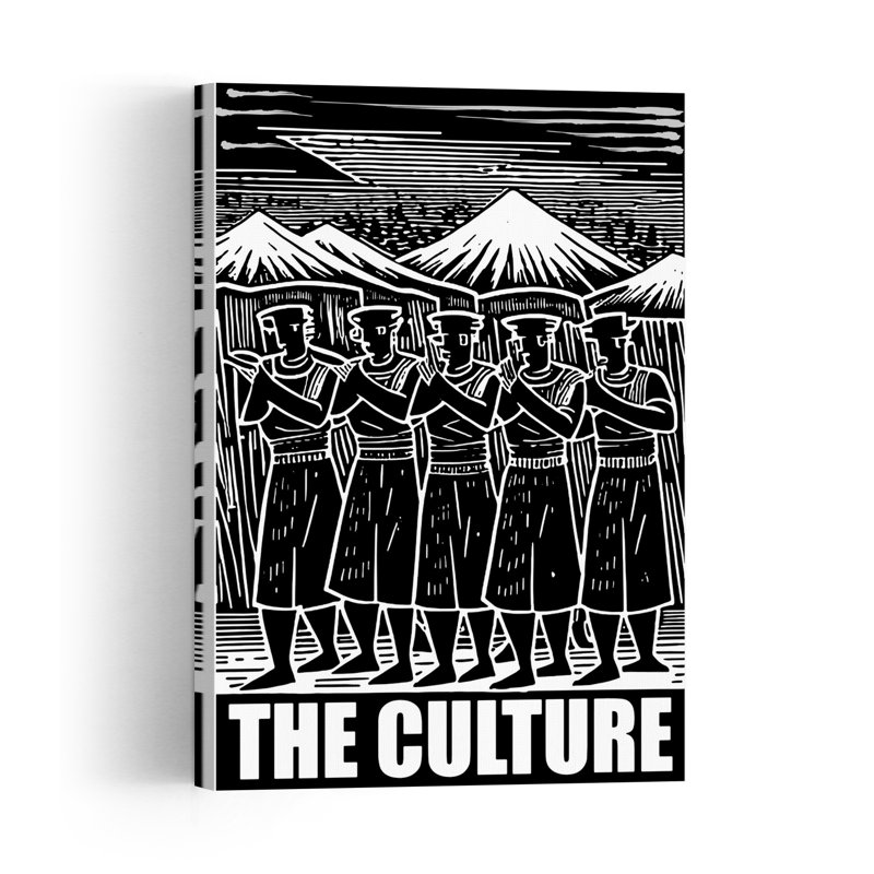 Cultural Dance Ceremony Bold Traditional Abstract Landscape Mountain Wall Art Print 1 Piece Wrapped Canvas Wall Art
