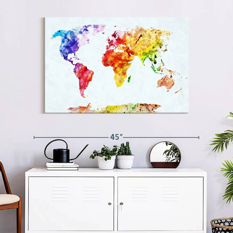 Aliaz Temperate World Map, 26" H x 39" W