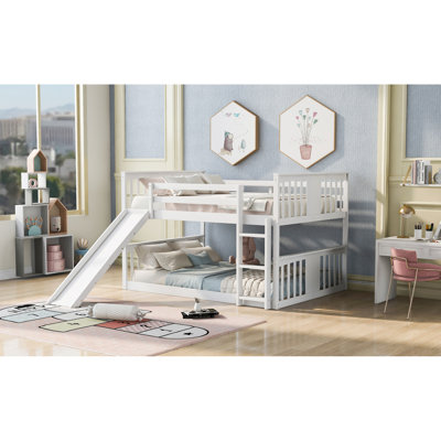 Lit double superposé blanc avec glissade robuste et attrayante