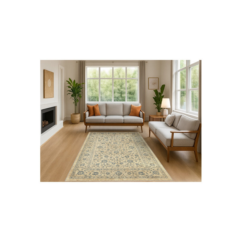 Tapis vert tissé à motif lavable Mosso, 2'6" x 9'10"