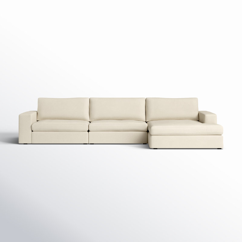 Ojai L-Shaped Foam Padding Sectional, Right Hand Facing, Beige Chenille
