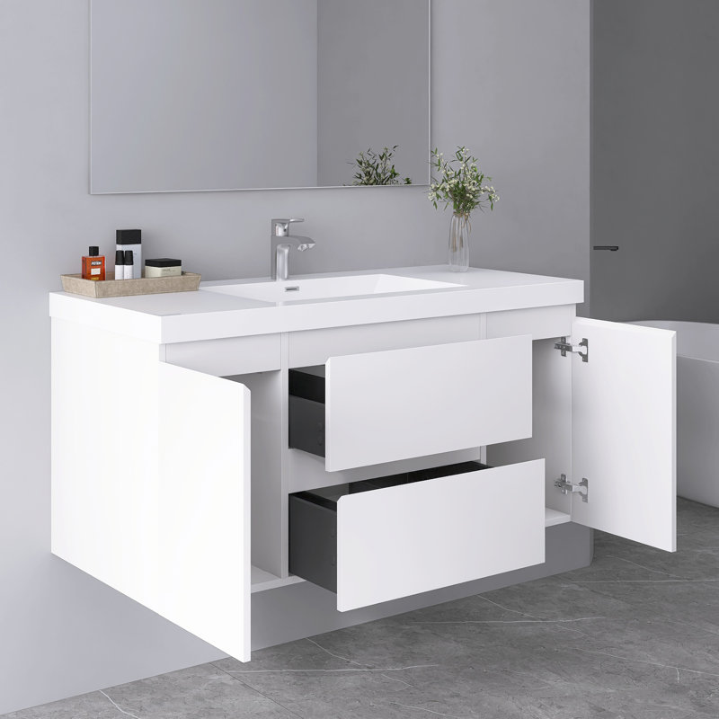 Armoire de salle de bain murale 48 "Minimalist, Blanc lustré