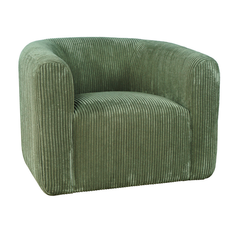 Wakenda Modern Corduroy Upholstered Curved Barrel Swivel Accent Chair, Forest