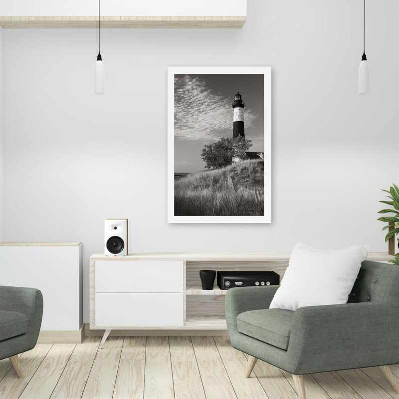 Phare de Big Sable Point II, Bw, bord de mer, noir, noir et blanc, phare de Big Sable Point, Grand lac, H 36 po x l 24 po