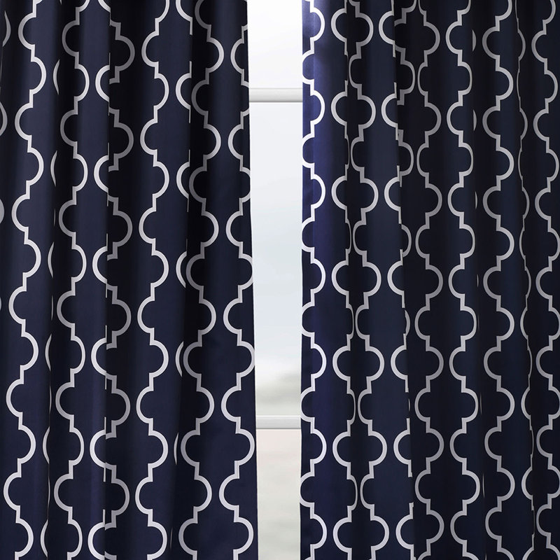 Rideau en polyester Roth, l 50 po x L 84 po, Beige / marine